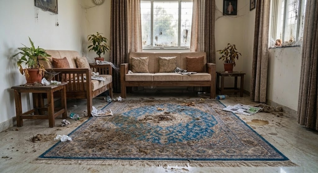 Executive Cabin Rug Restoration Before